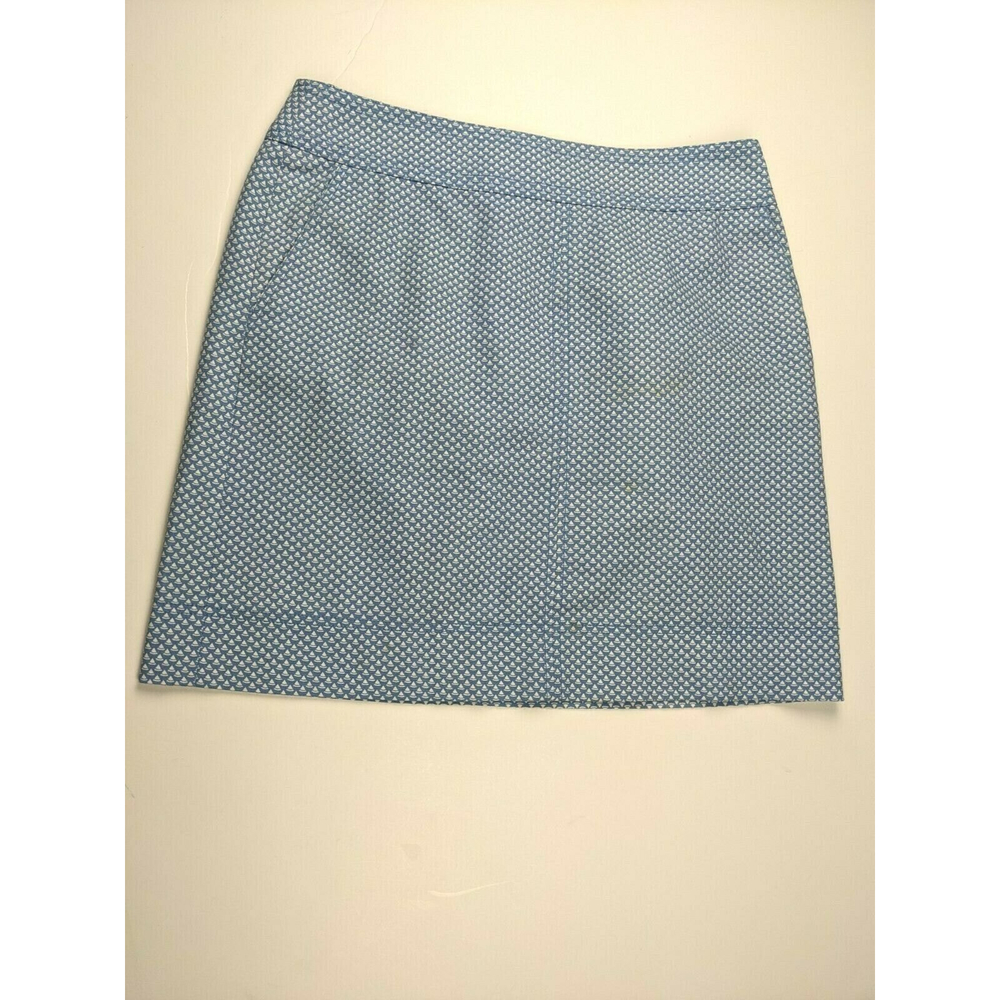 Talbots Skirt Womens Size 8 Blue Triangle Pattern Back Zip Side Pocket